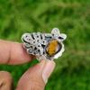 Gift For Her 925 Silver Natural TigerS Eye Gemstone Solitaire Adjustable Ring