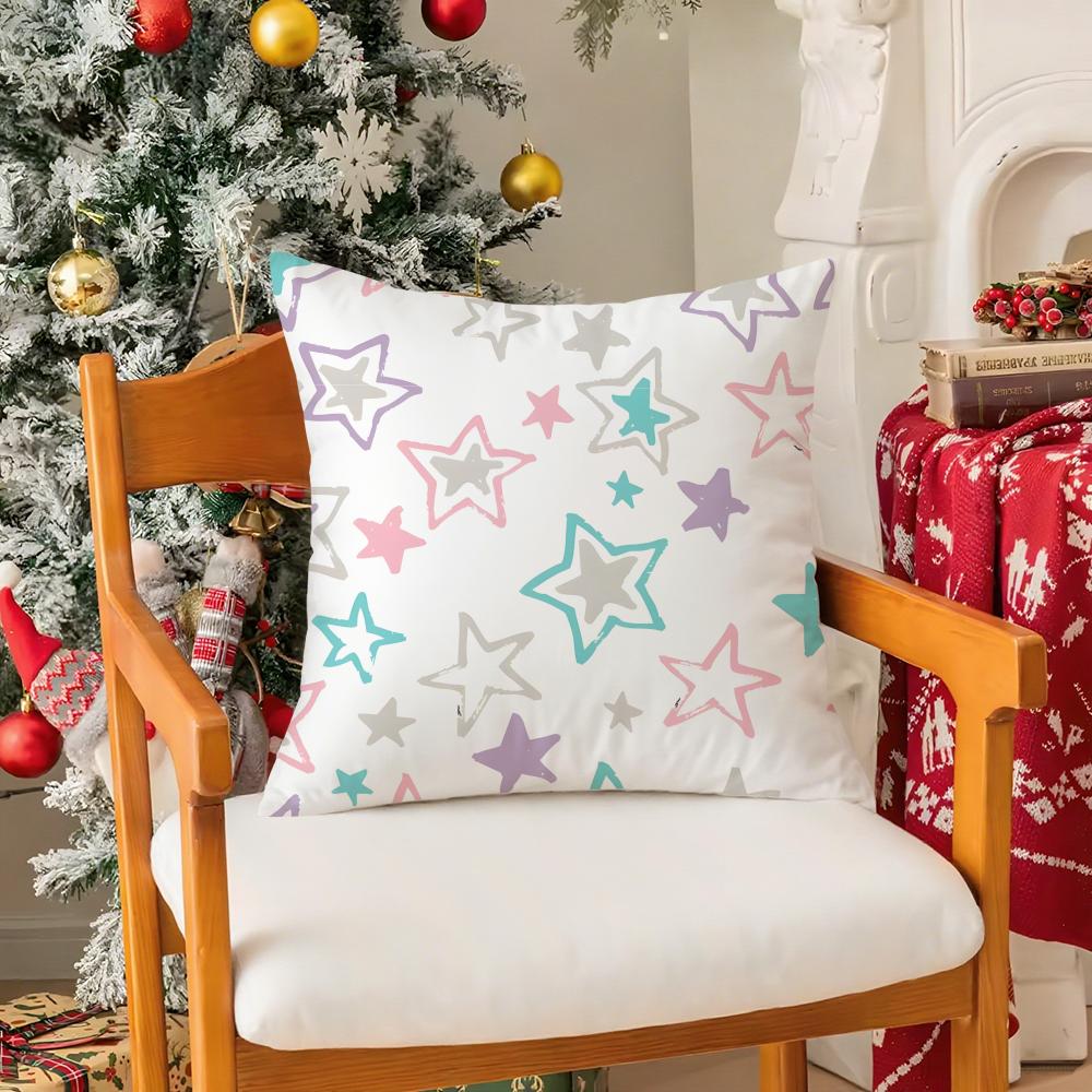Stars Pattern Pillow Case Silky Elegant Comfort Sofa Bed Invisible Zipper