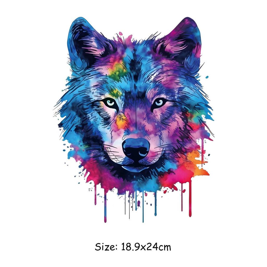 1/2pcs Vivid Fierce Wolf Face Heat Transfer Sticker, DIY Animal Iron-On Decals For Clothes, T-Shirt, Pillow Decorating, Clothing Supplies & Appliques