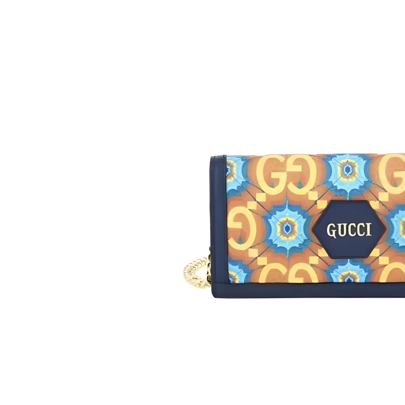 GUCCI WOC Cow Leather Crossbody Bags Women's Blue & Orange 676294-UL9AG-4271