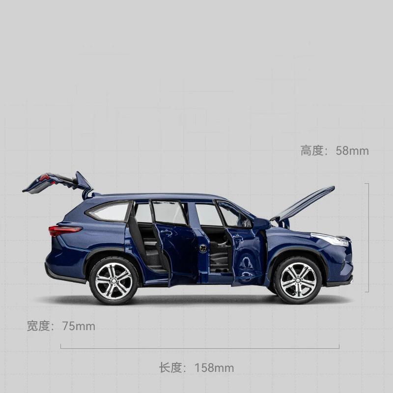 AHI4 1:32 Toyota Highlander 2023 SUV Alloy Die Cast Toy Car Model Sound and Light Pull Back Children's Toy Collectibles Birthday Gift