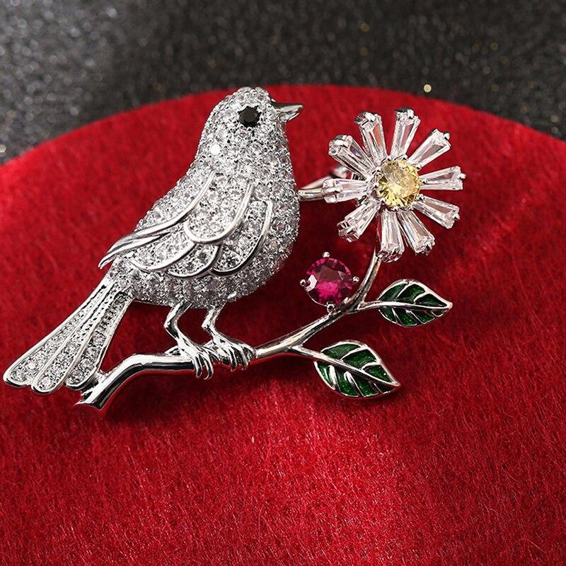 Blucome Quality Cute Animal Bird Pins Women's Brooch for Coat Suit Hijab New Year Gifts
