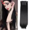 22" Hairpiece 140G Black Straight 16 Clips In False Styling Hair Synthetic Clip In Hair Extensions Heat Resistant