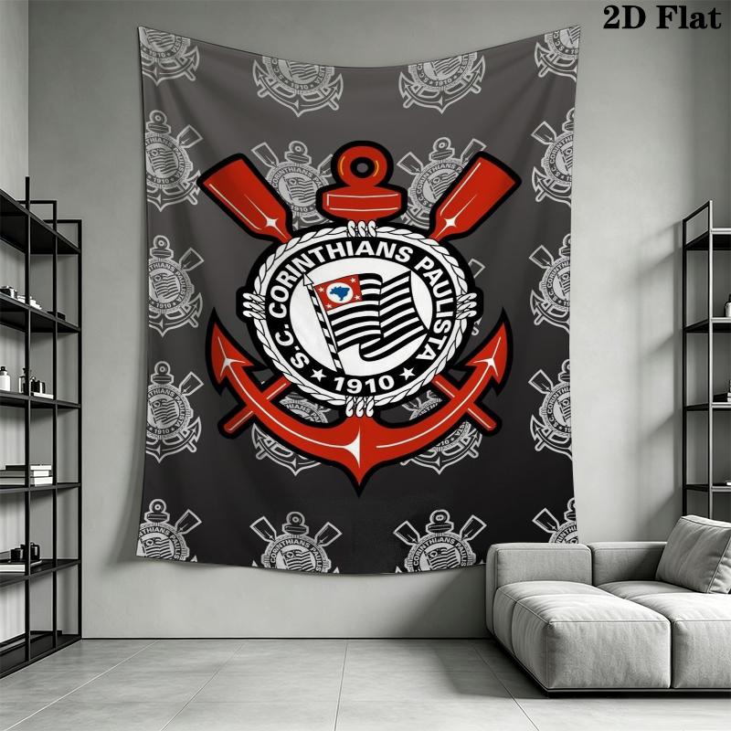 Corinthians Paulista Wall Tapestry Aesthetic Wall Hanging Printed Fabric Blanket Decorative Tapestries for Bedroom Living Room Home Decor