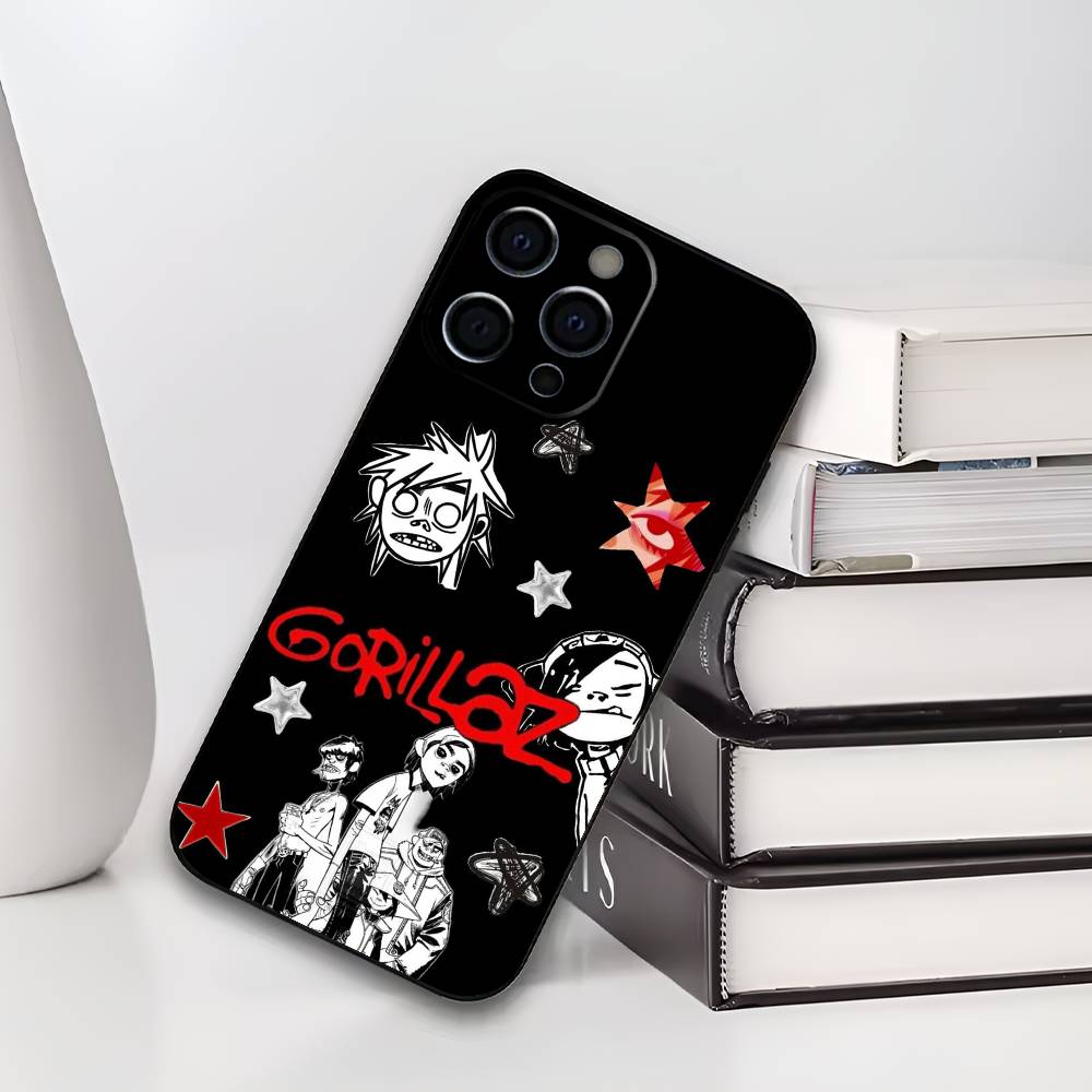 Rock Band G-gorillaz Phone Case For IPhone 17,16,15,14,13,12,11,Plus,Pro,Max,Plus,XS,soft case Black silicone
