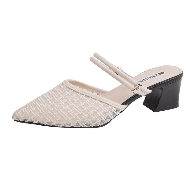 Женские сандалии с новым носком-мешком, одна обувь и две, на вязаном толстом каблуке и с закрытой пяткой, и однословные крутые шлепанцы