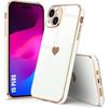 Case for iPhone 15 Plus - TPU Protection - Shockproof - Anti-Scratch - Flexible - White Heart