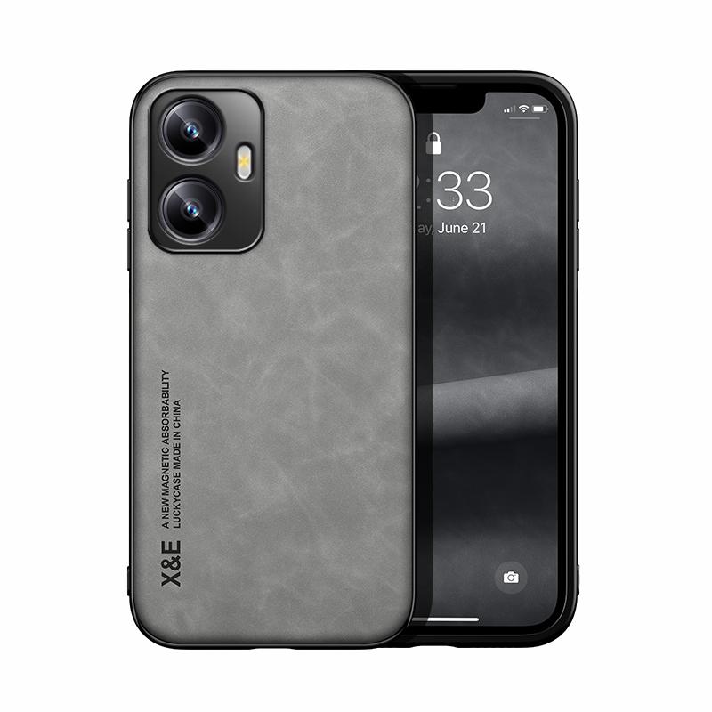 Роскошный кожаный чехол для OPPO Realme C55 C53, чехол с металлической пластиной, автомобильный держатель для Realme 11 Pro Plus, чехол