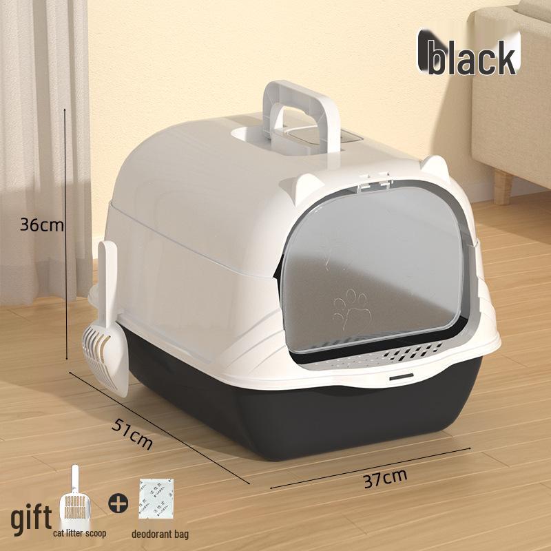 Extra Large Enclosed Cat Litter Box with Handle - Anti-Splash, Odor-Proof Design.