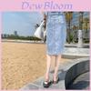 Cotton Blend Asymmetric High Waist Pencil Skirt For Women Spring Summer Office Work