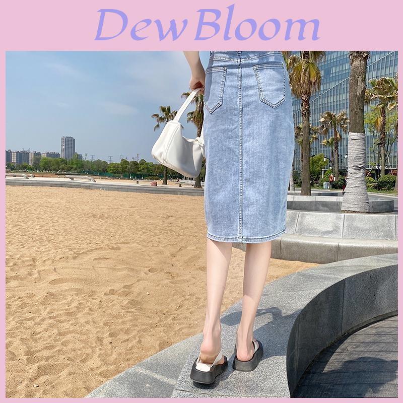Cotton Blend Asymmetric High Waist Pencil Skirt For Women Spring Summer Office Work