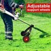 Lawn Mower Support Wheel Weed Trimmer Adjustable Lawn Mower Wheels 23/26-28mm Portable String Trimmer Wheel for Grass Cutter Gas