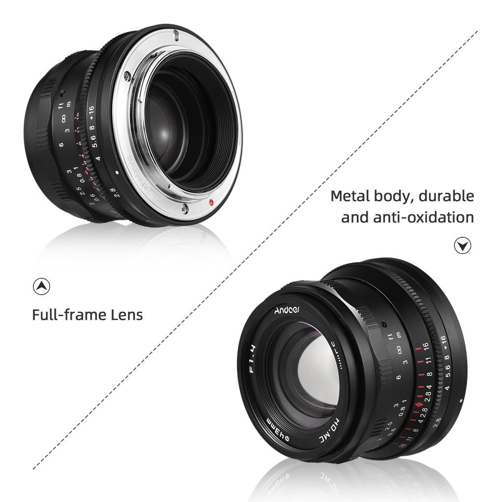 Andoer 35mm Fixed Focus Camera Lens Full Frame Camera Prime Lens F1.4 Large Aperture Manual Focus