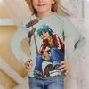 Spring and Autumn Round Neck 3D Rock Band Gorillaz Printed Top Fashionable Casual Long Sleeved Children's Girl T-shirts