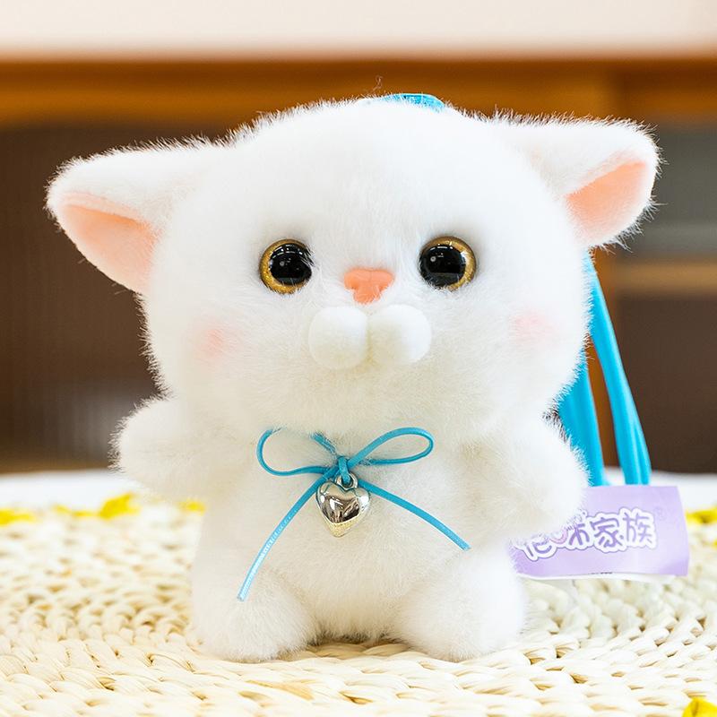 Internet celebrity cartoon group kitten schoolbag pendant, cute cute three-flower cat key chain, cat table companion rag doll