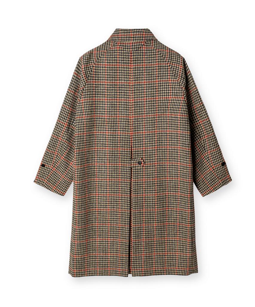 Edinburgh Club Harris Tweed Houndstooth Balmacaan Coat (Beige)