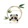 Stylish And Cute Bamboo Circle Panda Brooch Niche High-End Animal Pin Women'S Clothing Corsage Jewelry