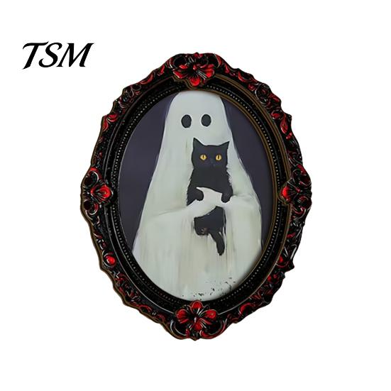 Oval Carved Portrait Magnets Halloween Dark Style Refrigerator Magnet, Retro Gothic Photo Frame Decorative Magnetic Sticker for Metal Cabinets Kitchen