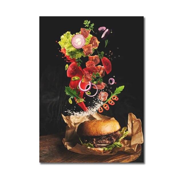 Кухня плакат пицца стейк салат гамбургер буррито фотографии ресторан настенная живопись печать западная кухня холст картина без рамки