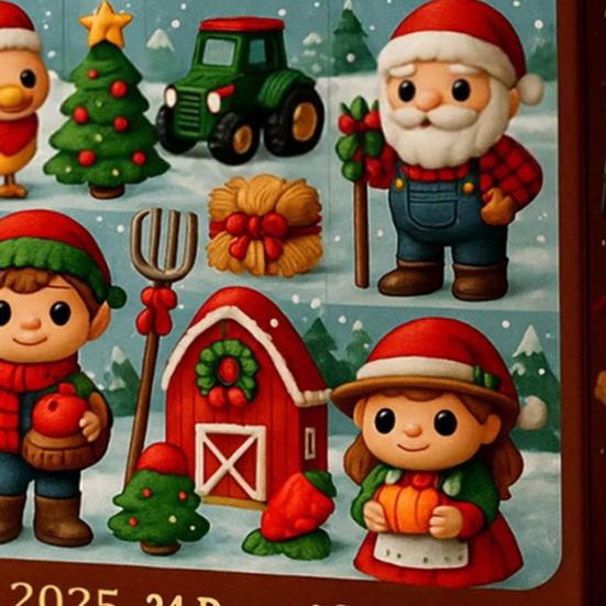 2025 Фермерский Адвент-календарь Коробка 24 Дня Мини Животные Овощи Фрукты Игрушки для Детей Рождественский Обратный Отсчет Декор для Дома Машины