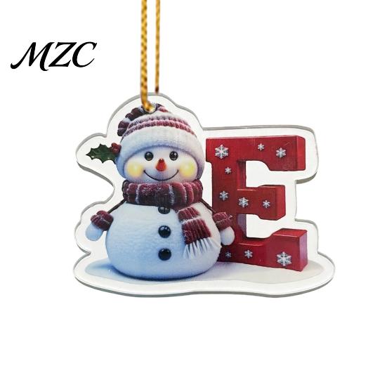 Lightweight Acrylic Keepsake Gifts 26 Letter Christmas Ornaments, 2D Flat Snowman Hanging Decoration, A-Z Gift for Family Friends Alphabet Letters