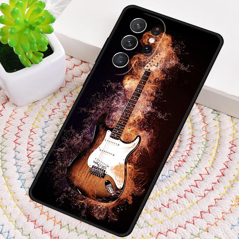 Music Flames Bass Guitar Silicone Phone Case For Samsung Galaxy note 10 pro S26 S25 S24 S23 S22 S21 Plus S25Ultra Capa Cover