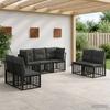 Outdoor Sofa Set Black Polyester