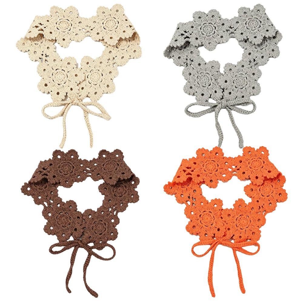 Wide Band Crochet Hair Band Hollow Flower Design Floral Headband Hair Scarf  Beach Daily Wear