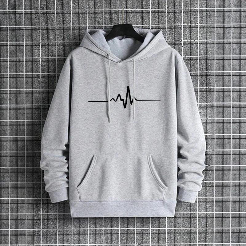 Fashion Mens Hoodies Print Casual Sweatshirts Outdoors Sports Jogging Men Clothing Street Versatile Pullover Long Sleeves Tops