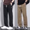 Весенние и летние мужские хлопковые прямые повседневные брюки мужские рабочие широкие коричневые длинные брюки-карго свободные спортивные брюки на шнурке мужские