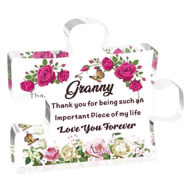 Gifts for Mom Unique Mothers Day Engraved Acrylic Puzzle-Shape Plaque Desk Decoration Gift for Mom Birthday Christmas