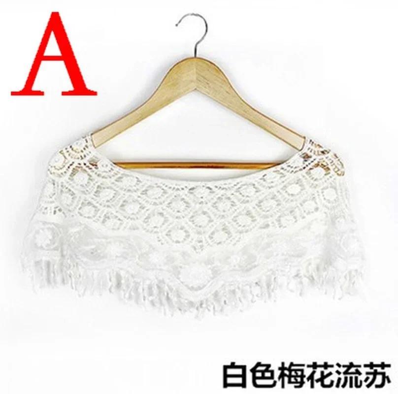 Out Hijab Scarf Elegant Ladies Shawl Fashion Tassel Lace Scarf Women Fashion Hollow Hook Flower Short Small Vest Cover
