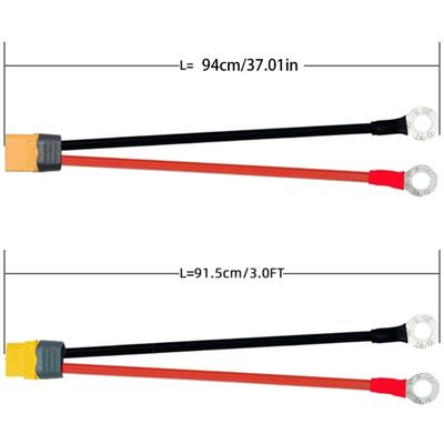 Кабель с клеммами-кольцами XT60 12AWG Удлинительный кабель XT60 для Li-аккумулятора, солнечных портативных электростанций, безопасное соединение