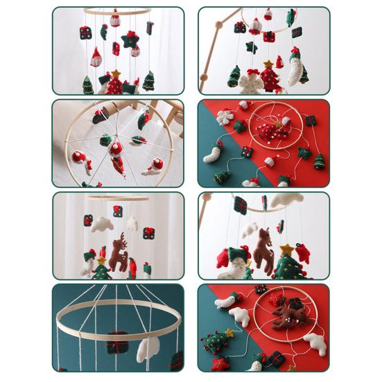 Рождественский мобиль-вертеп ручной работы из фетра, колокольчик для детской кроватки с оленями, елкой и звездами, декор для детской комнаты для младенцев, безопасные праздничные подарки