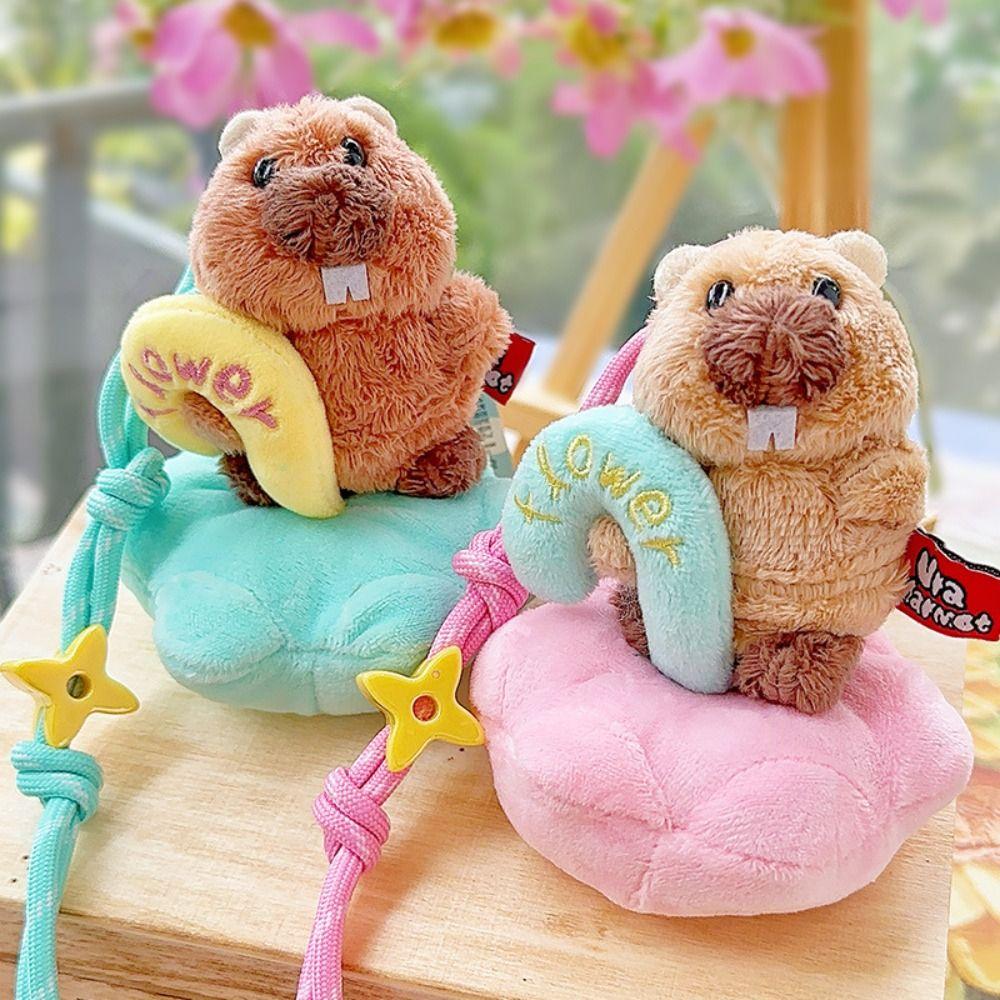 Bag Hanging Groundhog Dolls Pendant Cartoon Car Keyring Funny Plush Groundhog Keychain  Friend