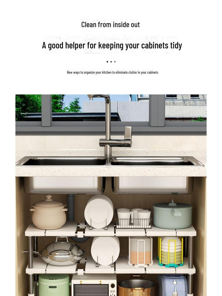 Retractable Multi-Layer Under-Sink Kitchen Storage Rack