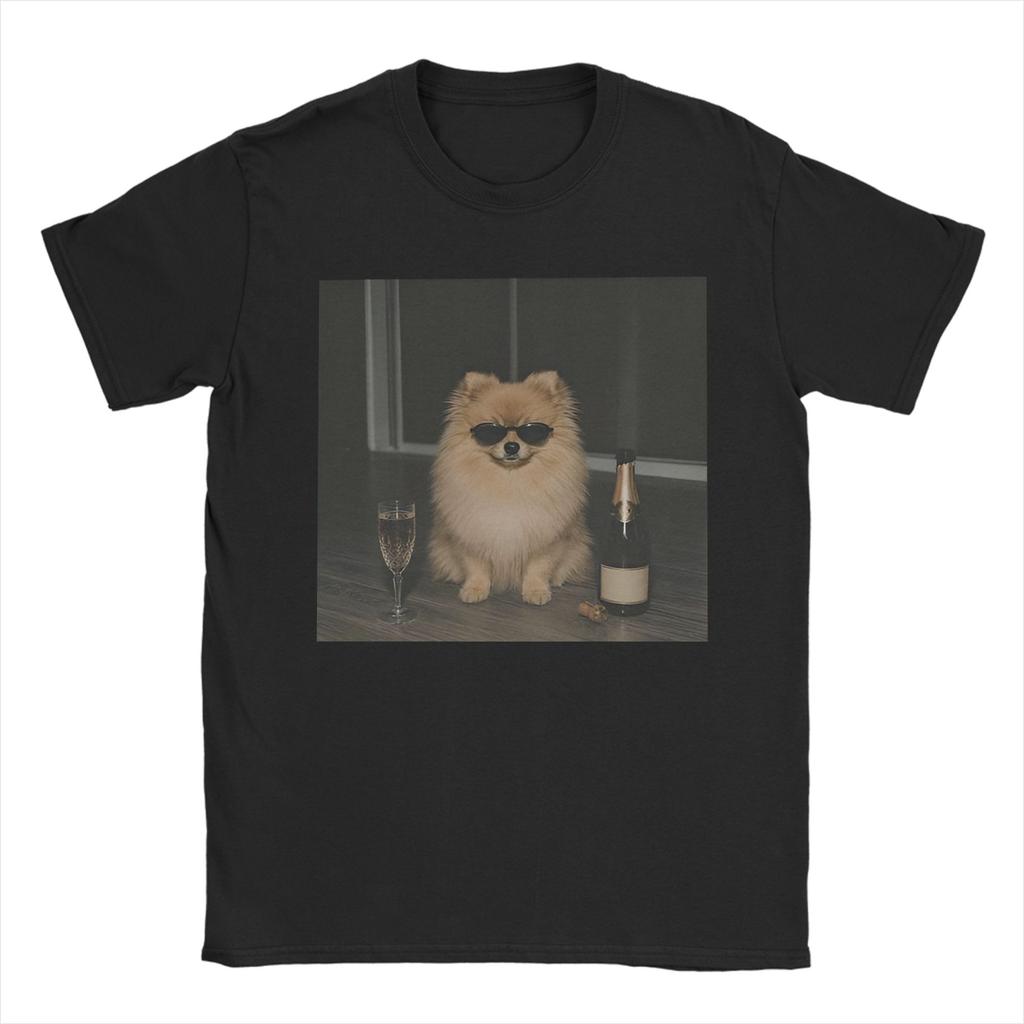 Unisex Unisex Tshirt Funny Patriotic Pomeranian Dog Drinking Beer American Pure Cotton Tees T Shirts Crewneck Clothing Plus Size