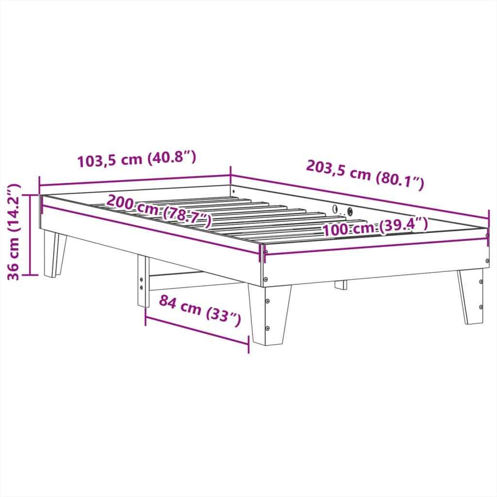 Solid Wood Bed without Mattress White 100 x 200 cm Pine Wood
