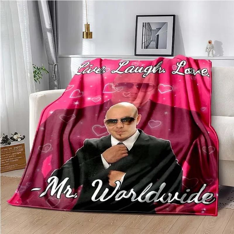 Плед Mr 305 Питбуль MR Worldwide Хиппи Постер Печатный Фланель Мягкий Плюш Диван Кровать Пушистый Плед