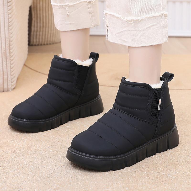 Женские зимние сапоги осенне-зимние бархатные женские туфли хлопковые туфли женские на платформе без застежки туфли для мамы модные увеличивающие рост туфли