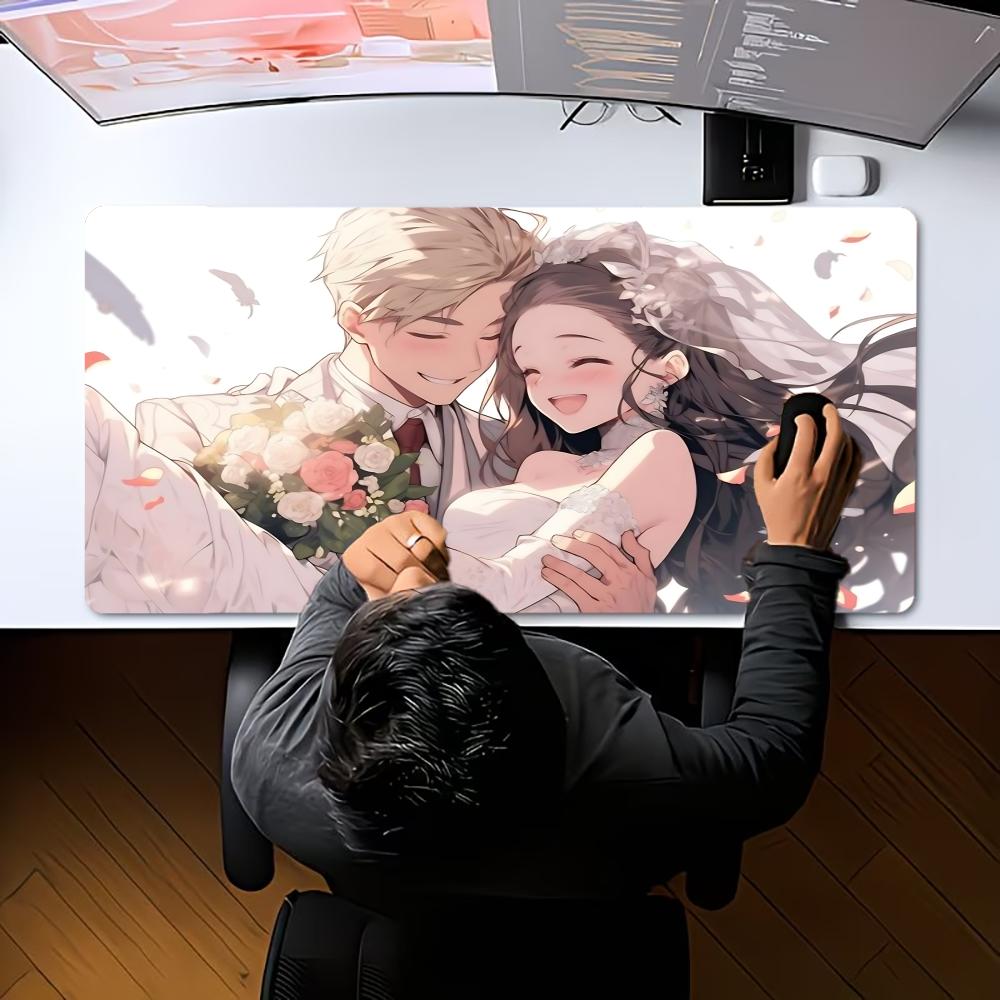 Anime Wedding Couple Rose Large XXL Mouse Pad Non-Slip Gaming Desk Mat Keyboard Pad PC Gamer Office Computer Accessories