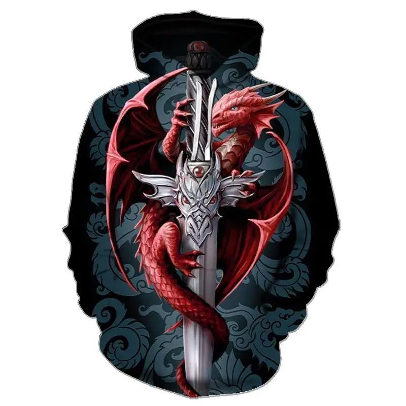 New Autumn Domineering Dragon Series 3D Printed Hoodie Cool Boys Trend Fashion Hooded Sweater Latest Loose Hip Hop Hoodie