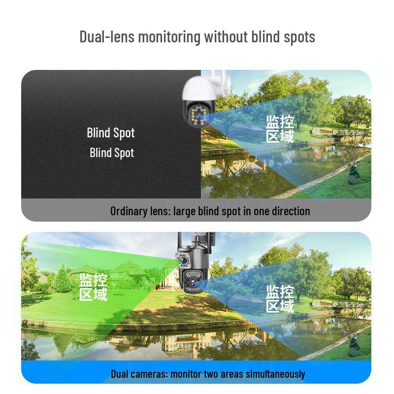 V380 Уличная Водонепроницаемая HD Ночное Видение Беспроводная 4G Двойная Камера для Домашнего Мониторинга