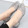 Fashion 2024 Summer Fashion Hollow Out Genuine Leather Pumps Women Shoes Med Heels Square Heel Mesh Ladies Office Shoes Crystal