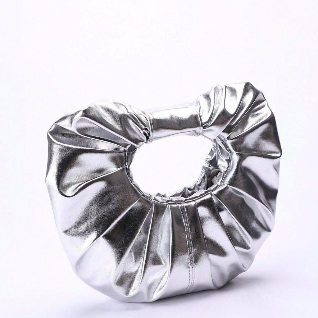 Модный дизайн сумка Cloud новая металлический блеск однотонная плиссированная сумка PU высококачественный женский клатч