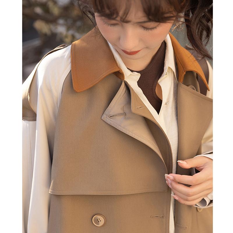 Mishow Женский плащ цвета хаки контрастного цвета с отложным воротником, универсальная повседневная куртка MXB31W0367