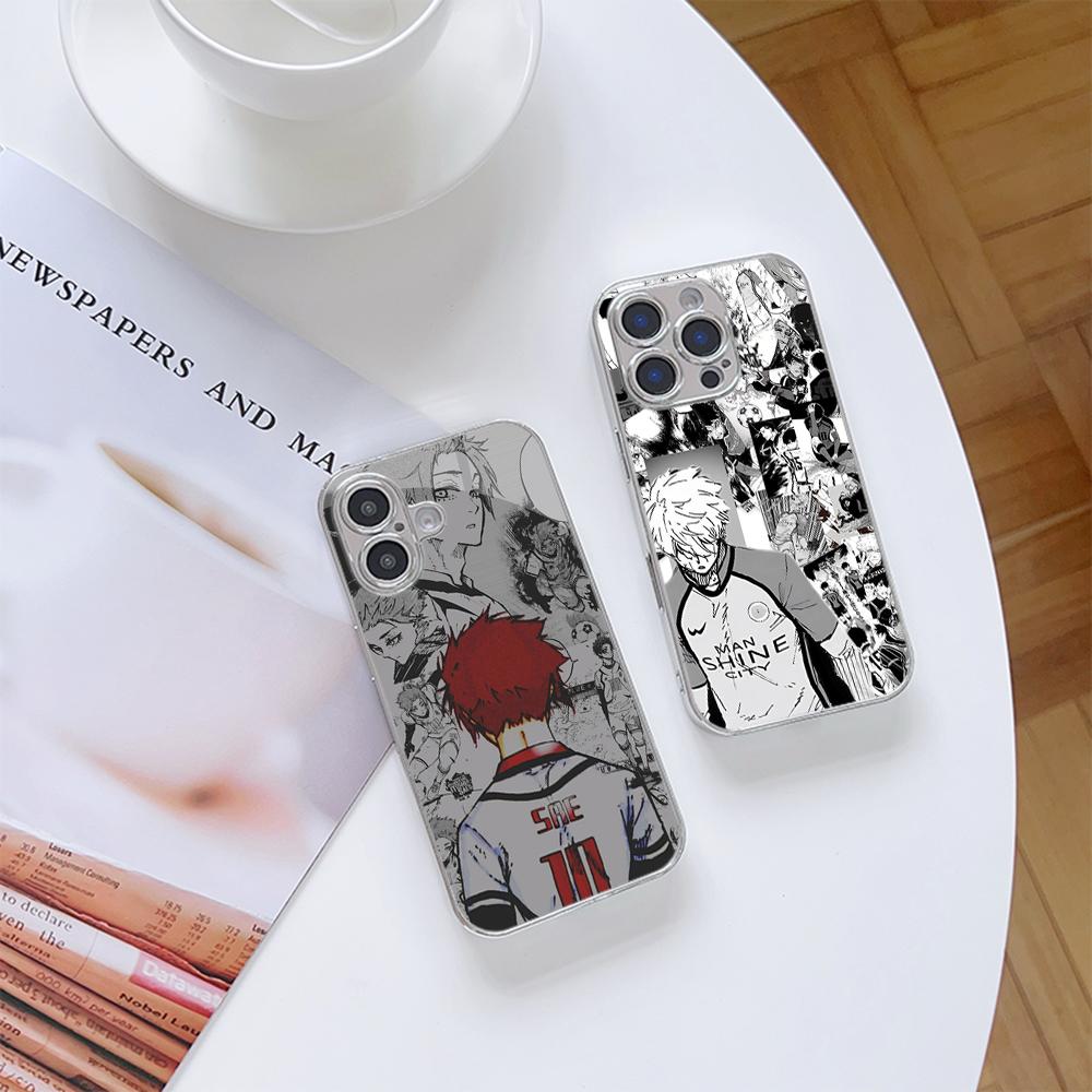 Чехол для телефона N132 Art Anime BLUE LOCK для iPhone 16 15 13 Pro Max Samsung S24 S23 A54 A35 Xiaomi Redmi Note 13 12 Pro с покрытием из закаленного стекла