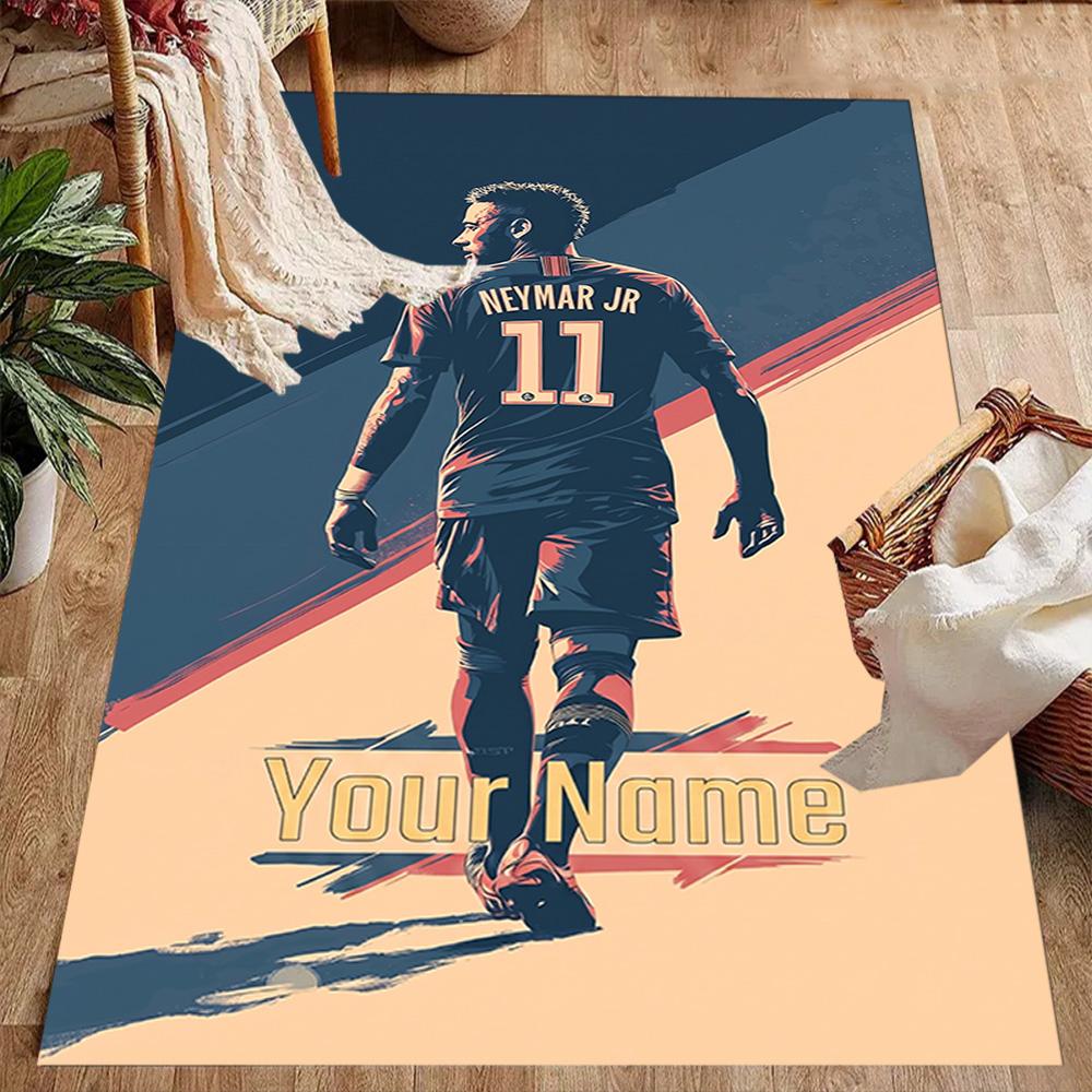 Neymar Dreams Football Legend Customizable Name Area Rug Design for Dormitory Kitchen Outdoor Dining Room Antislip Carpet Decorate Offices