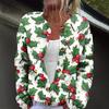 Женский модный вязаный кардиган на пуговицах с рождественским принтом и длинным рукавом