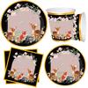 Темно-розовый Бронзовый Анималистическая Тема Одноразовая Праздничная Посуда Оформление Праздника Набор для Дня Рождения Принадлежности